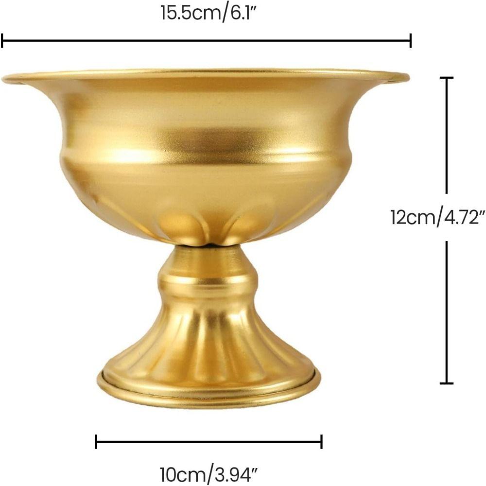 High-footed Design Urn-shaped Vase Metal Material Flower Pot Elegant Metal Vase Home Decor