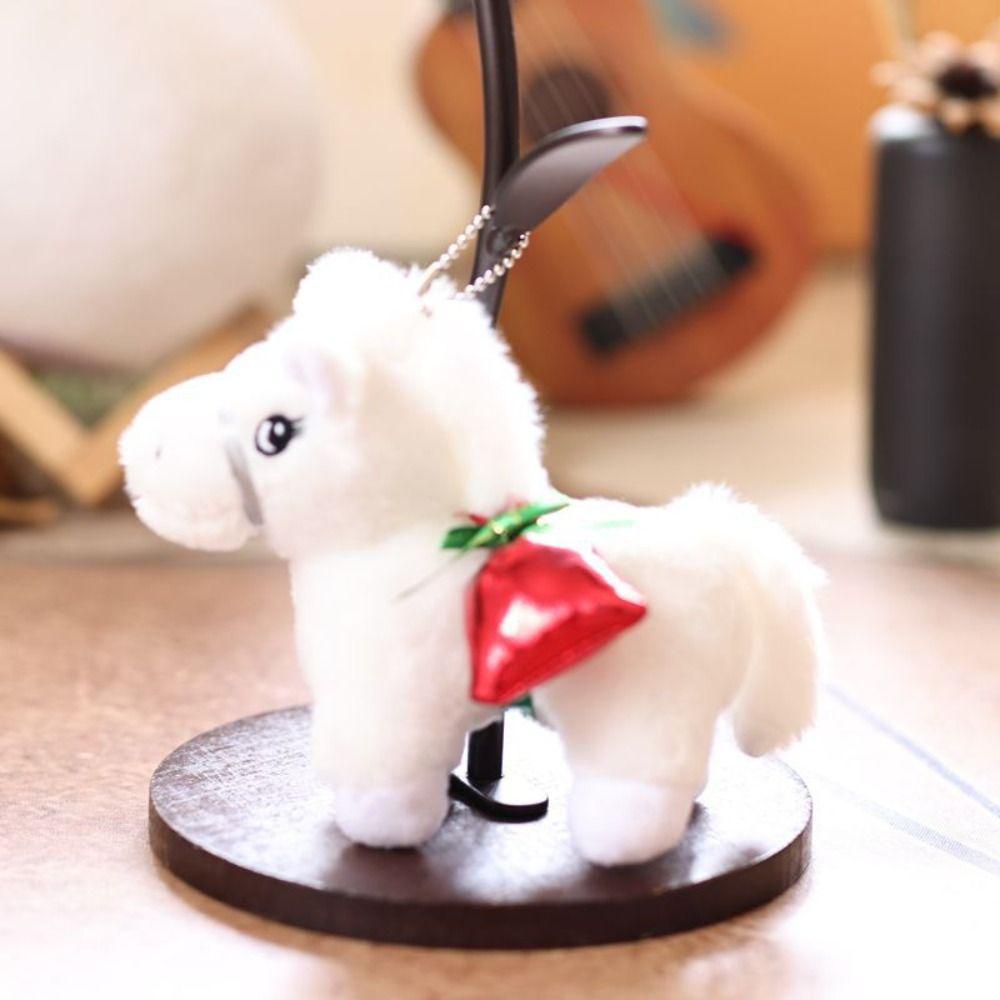 Chinese Style Vintage Pony Keychain PP Cotton Mascot Cartoon Animal Stuffed Comfortable Collection Chinese Horse Keyring