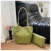 Woven Bucket Bag For Women, Large-capacity Shoulder Bag, Commuting, Versatile, Japanese And Korean Style, Casual And High-end