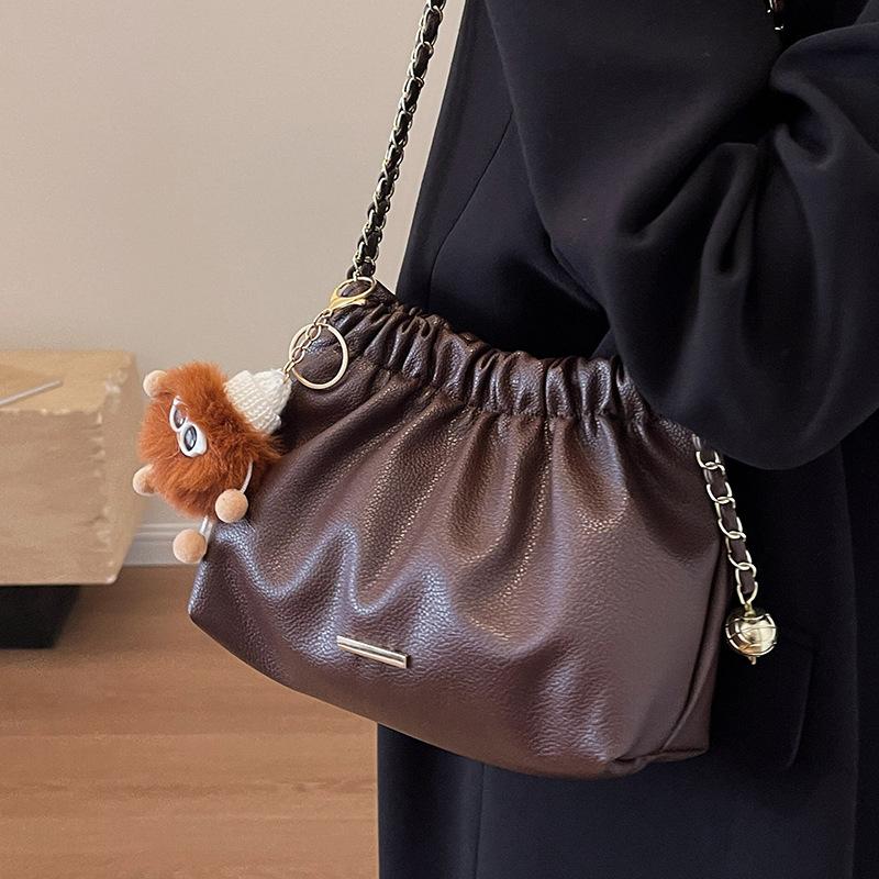 Premium Retro Versatile Bucket Bag Fashion Niche Chain Bag Women'S Shoulder Messenger Commuter Bag