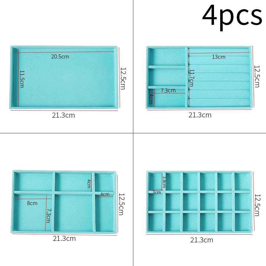 1 Set, (including 4PCS) Flocking Jewelry Box Jewelry Tray