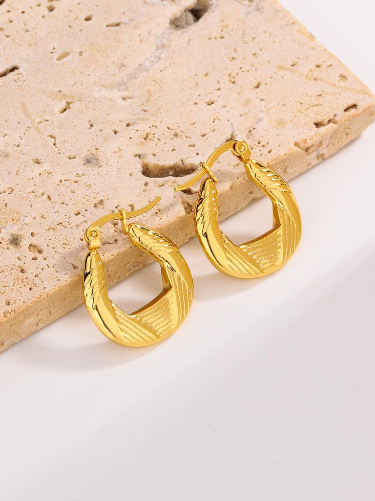 Stainless Steel Earrings French Premium Sense Design Sense Plated 11K Gold Geometric Earrings Jewelry, Titanium Steel Earrings