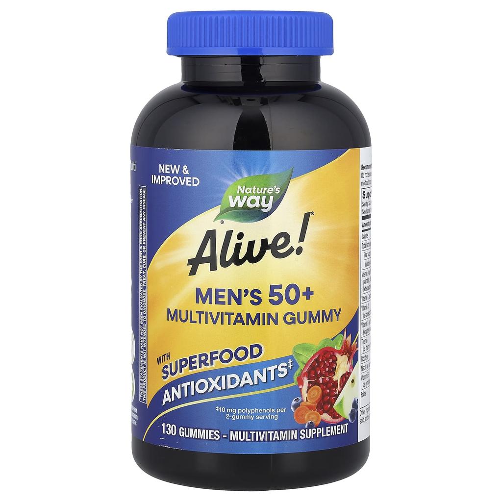Nature's Way Alive!® Multivitamin Gummies for Men 50+, Fruit, 130 Gummies
