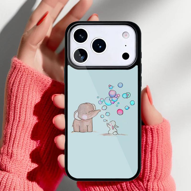 Cute Elephant Phone Case for iPhone 17 16 15 14 13 Pro Max Back Cover for 12 11 Pro Coque