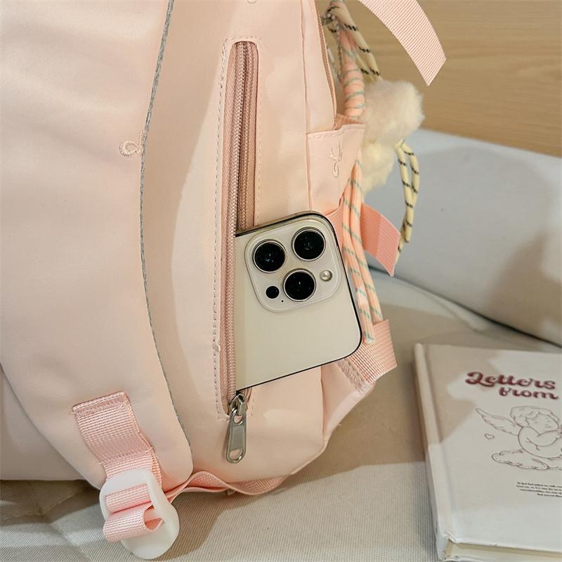 Damen-Rucksack mit Stickerei-Schleife, große Kapazität, Schultasche für Studenten