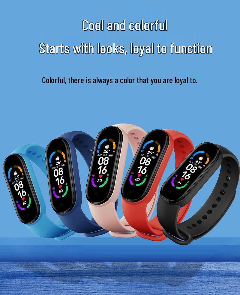 M6 Smart Bracelet: Heart Rate, Blood Pressure, Bluetooth, Pedometer, Music, Weather, Sleep Monitoring.
