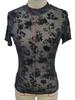 Women's Elegant Mesh Stand-Up Collar Flocking Print Short-Sleeve Top (2025)