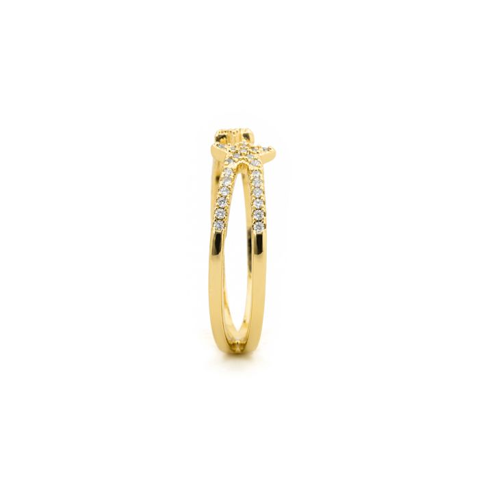 Bague - LUXENTER - Helmsu - Or jaune 18 carats - Zircone - Largeur 17 mm