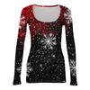 Women's Fashion Slim Bottom Casual Long Sleeve Christmas Printed Pullover U Neck Top