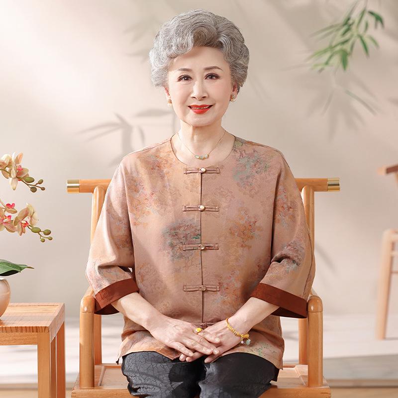 Elegant Summer Tops: Tang Suit Style for Mature Women