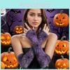 Halloween Long Costume Gloves With Spider Web Design For Cosplay And Party Decorations