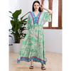 Plus Size Boho Kaftan Dress, Women's Plus Maxi Cover Up Dress