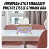 Europejski Styl Wytłaczana Róża Pudełko na Chusteczki Niebieski Retro Dekor Organizer na Ręczniki Papierowe Duża Pojemność Pojemnik do Przechowywania na Biurko