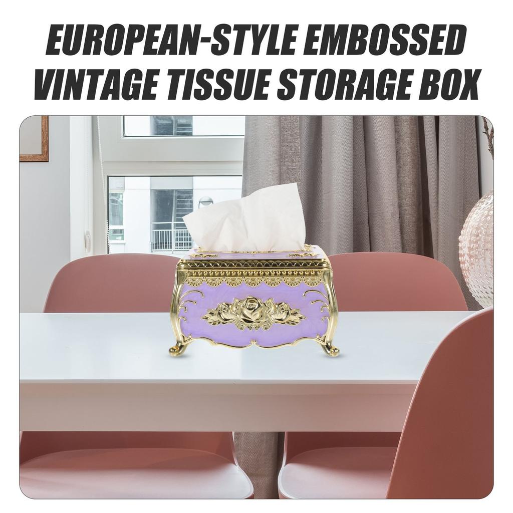 Europejski Styl Wytłaczana Róża Pudełko na Chusteczki Niebieski Retro Dekor Organizer na Ręczniki Papierowe Duża Pojemność Pojemnik do Przechowywania na Biurko
