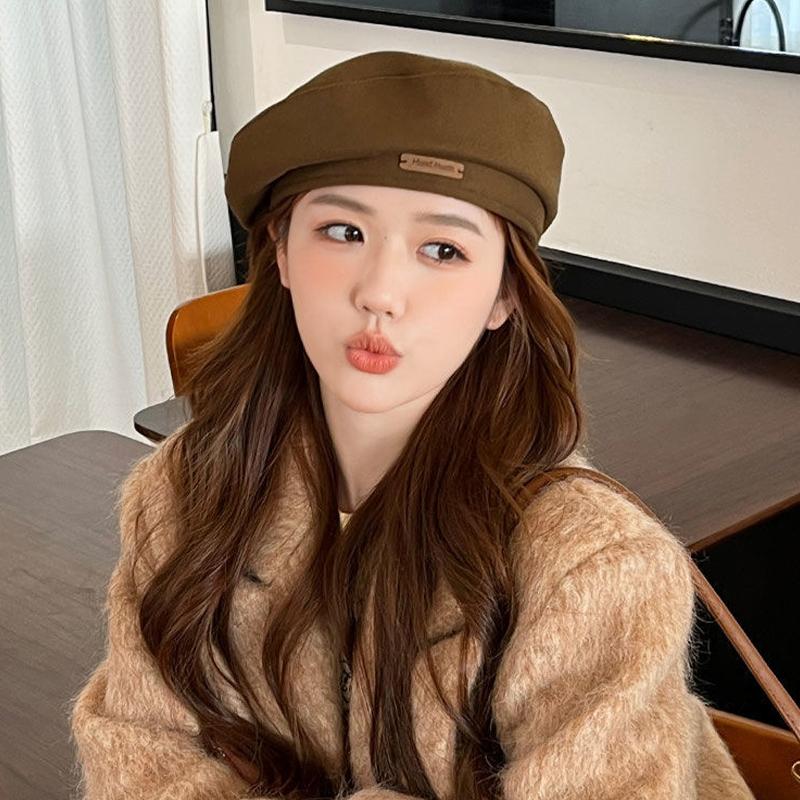 Beret Women Autumn And Winter Japanese Style Large Head Circumference Ins Network Celebrity Face Small Octagonal Painter Hat