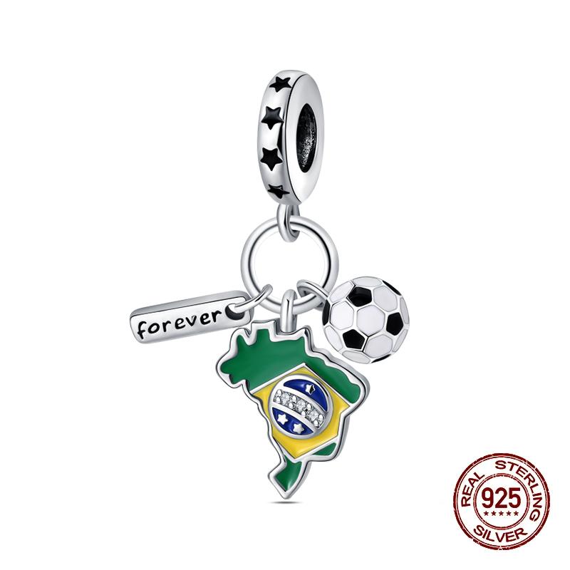 Sports Series Charm Jewelry Football Beads 100% Copper Pendant Fit 3Mmoriginal Bracelets Diy Souvenir Gift