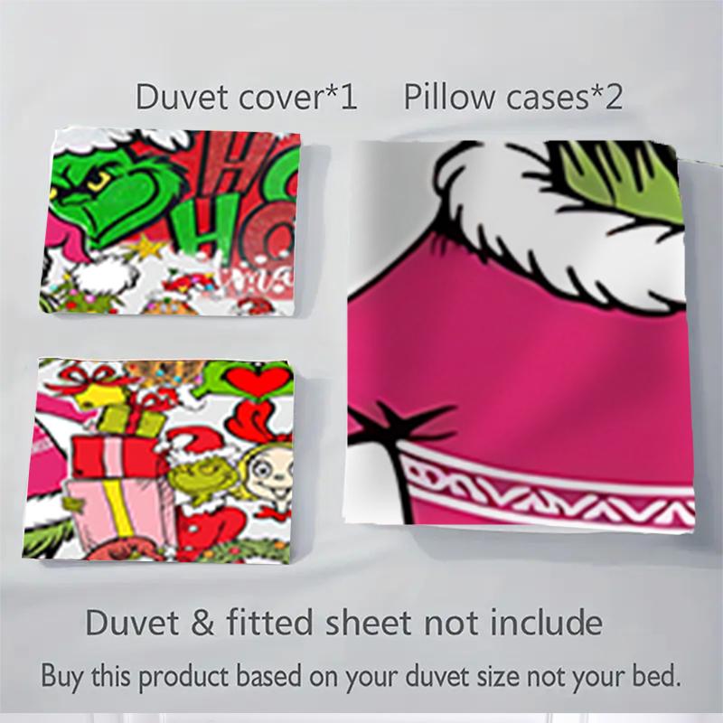 3Pcs Christmas Grinch Party Bedding Sets For All Sizes New 3D Printed Bed Cover Comforter Duvet Cover Pillowcase Bedroom Decoration