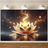 Stralende Lotusbloem Wandkleed Voor Meditatie Ruimte Decor, Met Een Verbluffend Gedetailleerde Gouden Lotusbloem Die Opkomt
