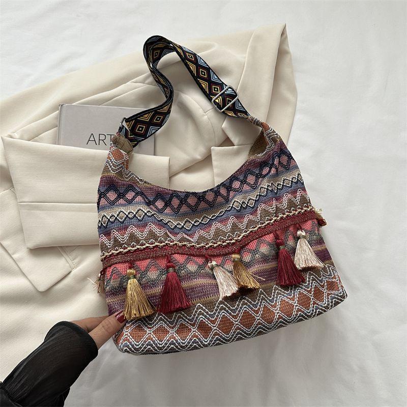 

Женская сумка в этническом стиле с кисточкой, дикая, подмышечная сумка Red