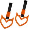 2 Pieces Rear Bumper Warning Ring Car Mirror Hanging Ornament, Red Heart Shaped Handle Ring Subway Bus Handle Straps for Car Interior Exterior