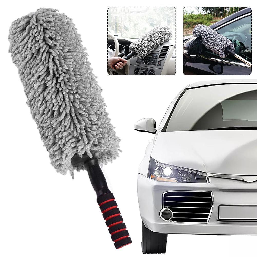 Dépoussiérant pour carrosserie rétractable Cire Poussière Lavage Mop Brosse rétractable Roue Sèche Humide Et Dépoussiérant Double Poignée Pneu Voiture Utilisation O3N5