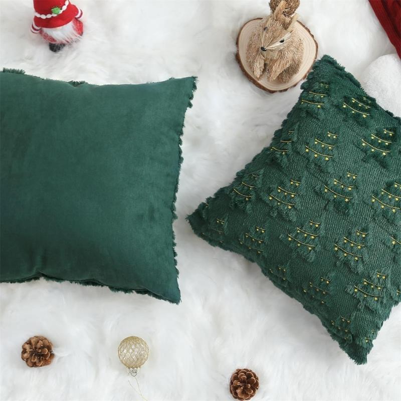 Holiday Pillowcase Christmas Lights Embroidery Living Room Decoration Pillow Sleeve Case Machine Washable