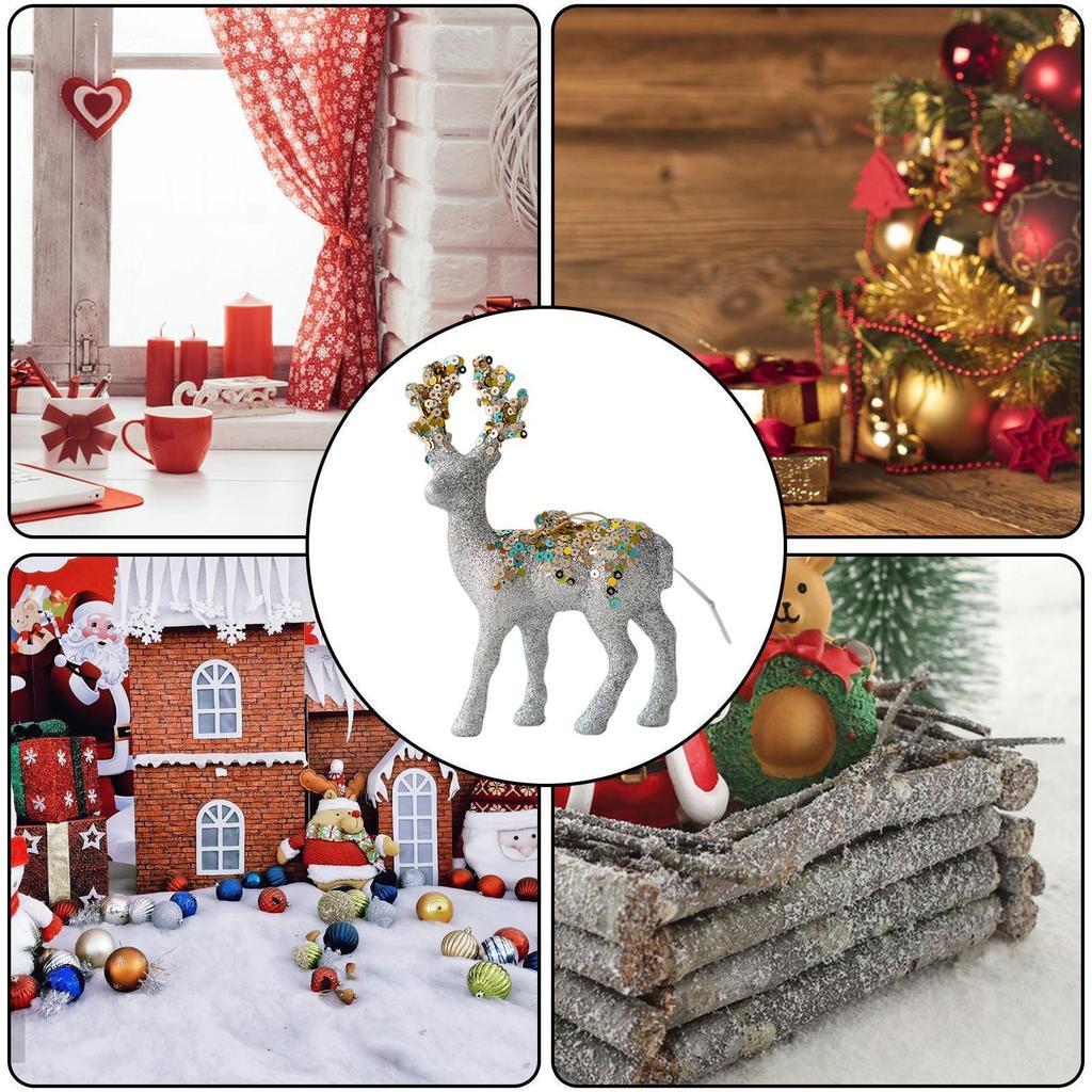 Weihnachtsrentierfiguren Innen-Weihnachts-Glitzerbeflockte Skulptur Festliche Statue Ornament für Sammler Fotografie Zuhause