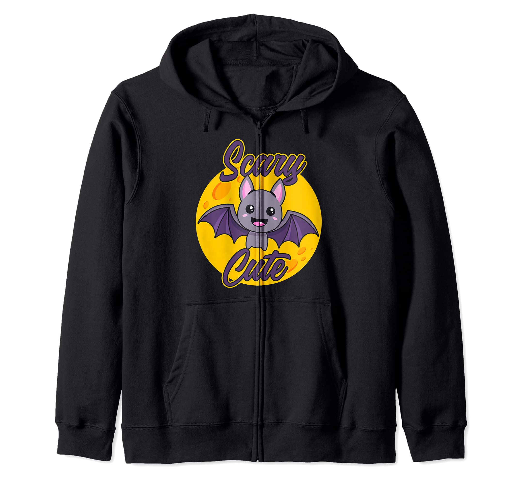 Cute and spooky moon bat Halloween animal spooky mouse zip hoodie