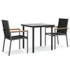 VidaXL 3-piece Garden Dining Set Black Textilene and Steel 3187041