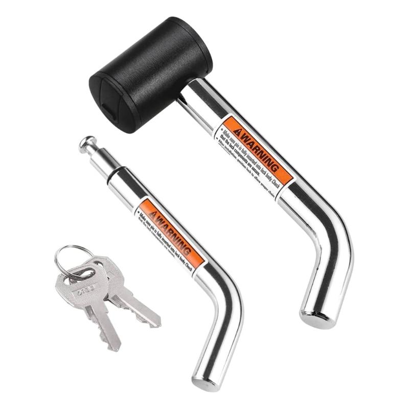 

Heavy Duty 5/8 And 1/2 Inch Trailer Hitch Receiver Lock With 360 Degree Rotating Lock Head For Trucks Motorhome Campers 1