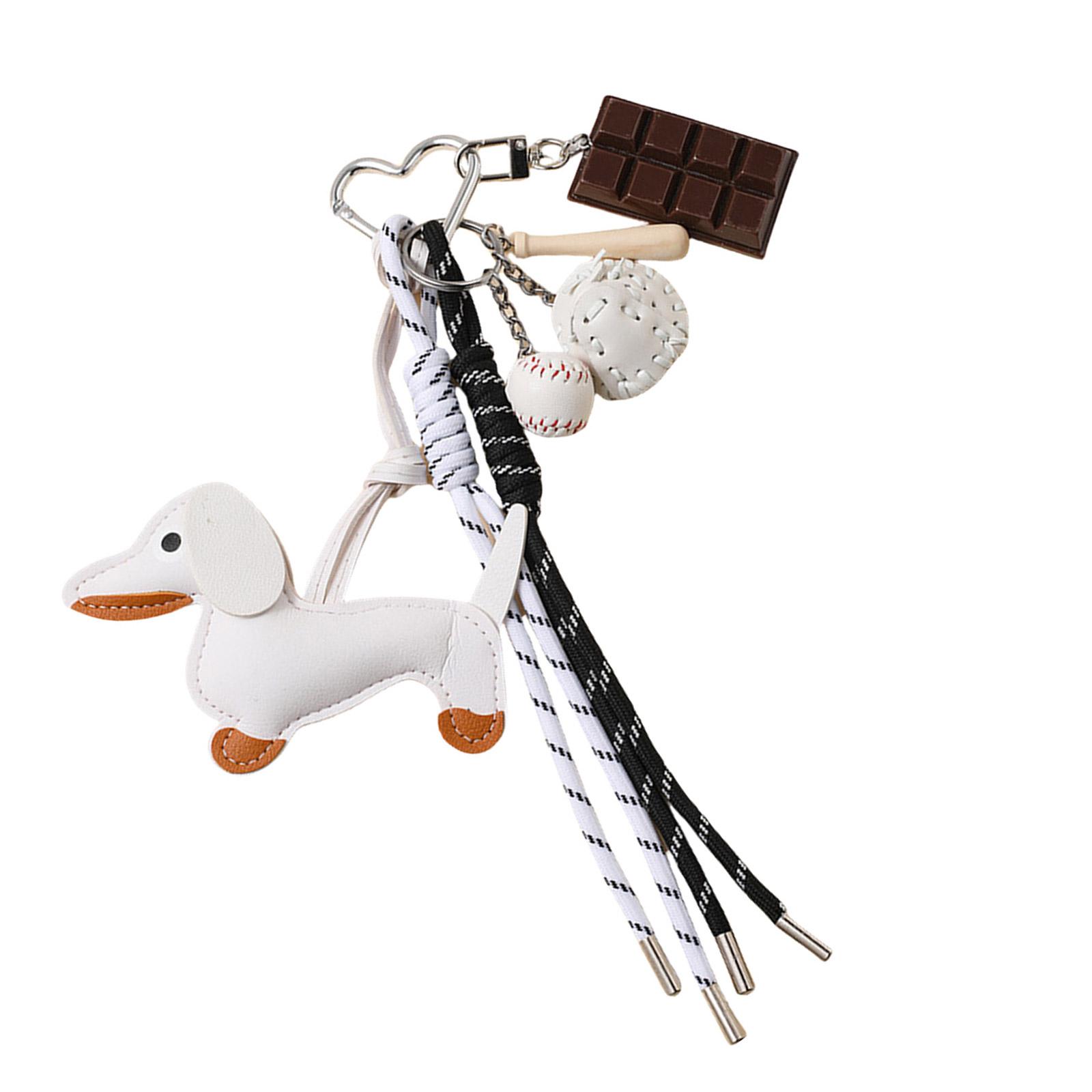 

Модный ретро-брелок в виде собаки-колбаски, модный прочный аксессуар из искусственной кожи для коллекционеров и законодателей моды белый