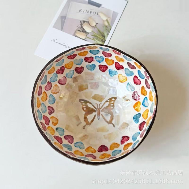 Vietnamese Coconut Shell Bowl Decorative Serving Dish Snacks Nuts Candy Home Decor Storage
