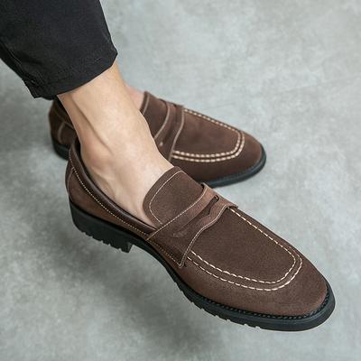 Autumn Fashion Business Casual Leather Shoes Men's Suede Matte Loafers Youth Pedal Beanie Leather Shoes