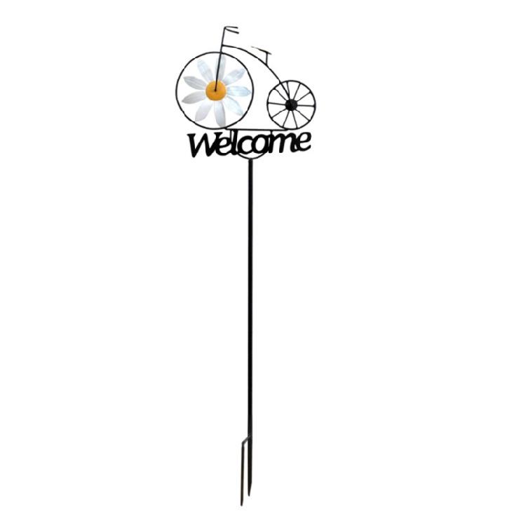 

Garden Welcome Stake Garden Iron Stakes Windmills Bicycles Outdoor Spinning Decors 1