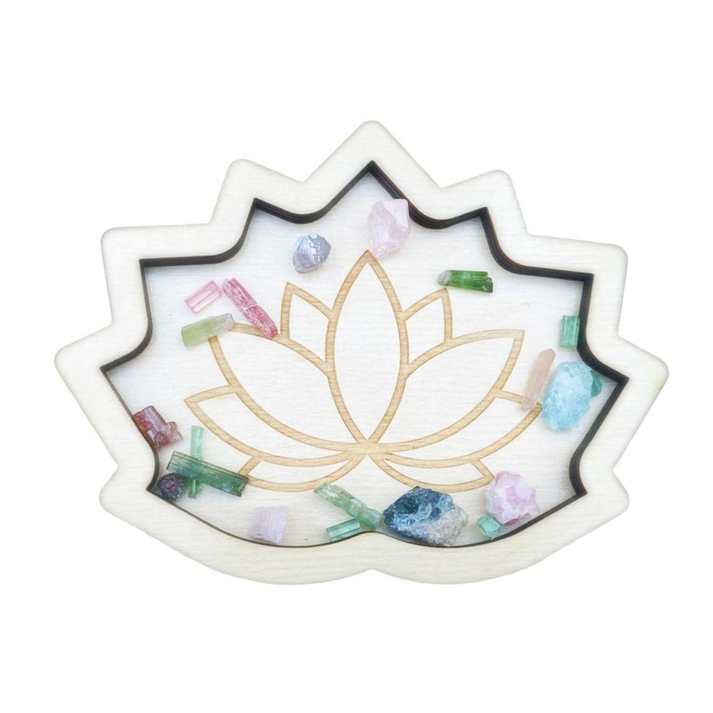 Wooden Tray Desktop Accessories Flower Wooden Crystal Storage Holder Display Tray Desk Accessories Room Decor