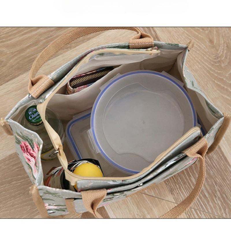 Damska Torba Płócienna Duża Estetyczna Torba na Lunch Outdoorowa Torba Piknikowa Duża Pojemność Przenośna Torebka Torba do Przechowywania Torba na Zakupy dla Mamy Torba na Bento