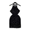 Accessible Luxury Gold Style Fancy Halterneck Dress Female Summer Sequin Diamond-Studded Design Niche Style Socialite Temperament Hip Skirt