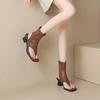 Premium sense~ French toe beach sandals for women 2025 summer new thick heel Roman elastic short cool boots for women