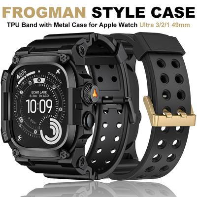 Banda de Integración Resistente con Funda para Apple Watch Ultra 3/2/1 49mm Correa Deportiva de Silicona con Cubierta de Parachoques Metálico para iWatch Ultra