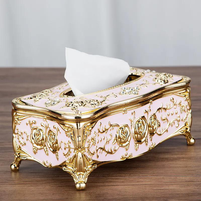 WTEMPO European-style Retro Fashion Table Storage Boxes Home Tissue Boxes High-end Napkin Boxes Creative Tissue Holders