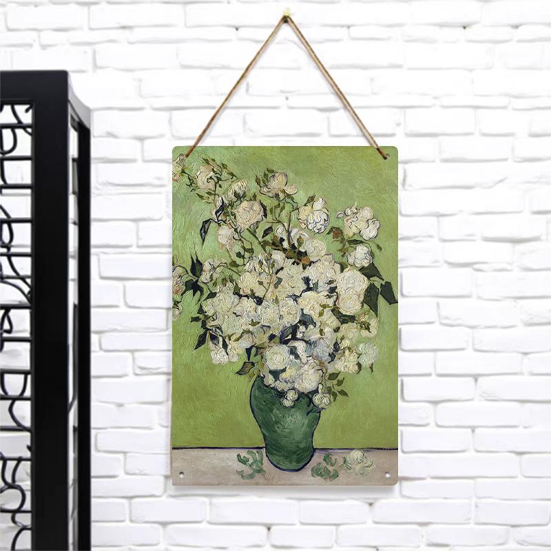 

Van Gogh White Roses Oil Painting Custom Metal Tin Sign Vintage Home Decor Wall Art Hanging Picture for Living Room 7.9x11.8In(20x30cm)