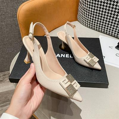 Pointed High Heeled Sandals for Women's Back Air Half Toe Single Shoes Women Shoes Elegant Sandals Women Pumps