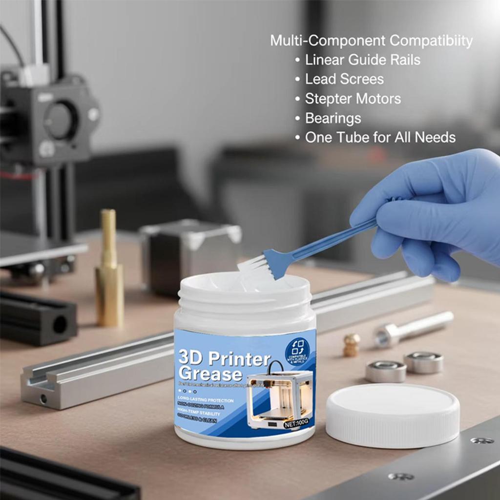 NEW 3D Printer Grease - High Temp, Corrosion & Noise Resistant - For Rails, Screws, Bearings - Safe For Plastics & Metals 100g