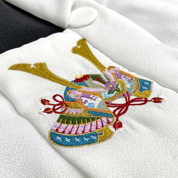 Ensemble de tissu kimono Années Premier festival Kimono bébé Type bébé Ensemble bébé tissu et kimono ensemble x Blanc [Kyoto Yuzen] (0-1 Vieux) 2 parties pour garçons (Noir