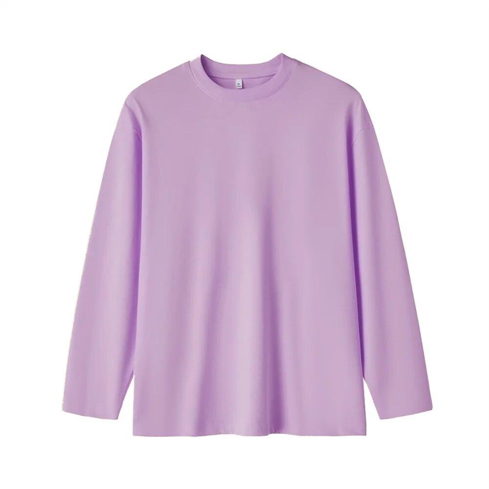 100% Cotton Multi Colors Men's Long-sleeved T-shirt Women Casual Loose T Shirts Basic Style Bottoming Shirt Blouse Tops Tees