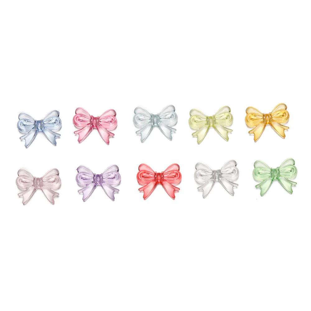 TX14 20Pcs/Lot 14x18mm New Exquisite Bowknot Transparent Spacer Beads DIY Pendants Necklace Bracelet Jewelry Trend Accessories