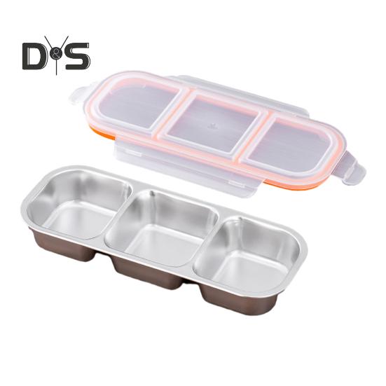 

Контейнер для закусок с крышками, герметичная коробка для бэнто, многоразовая коробка для приправ, 2/3 отделения, соусницы, разделенные контейнеры для хранения еды для школьных поездок 3Grids белый