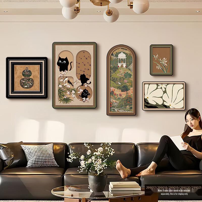 Handun Vintage Cat & Orchid Crystal Wall Art