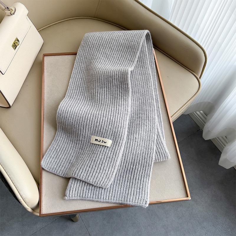 New Autumn and Winter Knitted Scarf Women's Fashion Classic Solid Color Versatile Scarf Simple Korean Version Thickened Warm Small Scarf