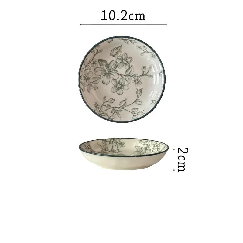 

Винтажная Зеленая Цветочная Керамическая Тарелка Высококлассный Ресторан Обеденные Тарелки Суповые Тарелки Вкусные Блюда Глубокая Тарелка Домашняя Посуда